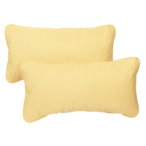 Set of 2 Mozaic Company Indoor// Outdoor 12 by 24-inch Corded Pillow Floral Navy